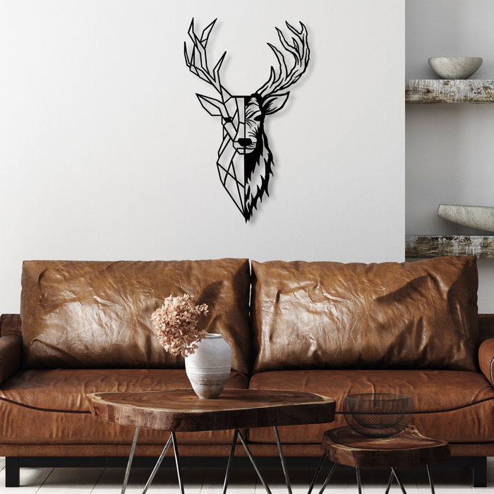 Wallity Red Deer 2 Escultura de pared de metal negra